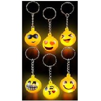 1" Light Up Emoticon Key Chain