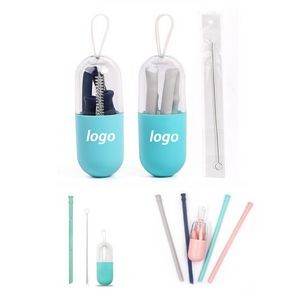 Fold-able Silicone Straw Set