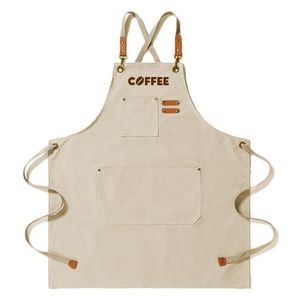 Kitch Style Washed Canvas Apron - Embroidered