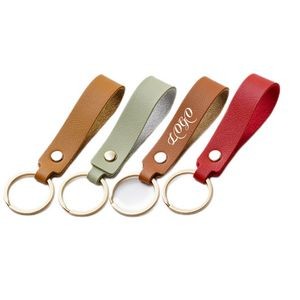 Leather Riveted Loop Keychain