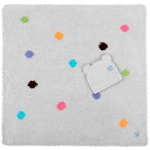 Baby Blanket - Polka Dot w/ Bear Cap - Ice Blue - 30*30
