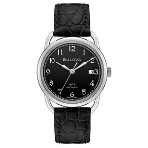 Joseph Bulova® Men's Classic Commodore Watch w/Black Leather Alligator Strap