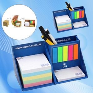 Innovative Office Sticky Notes Box with Pen Holder Feature