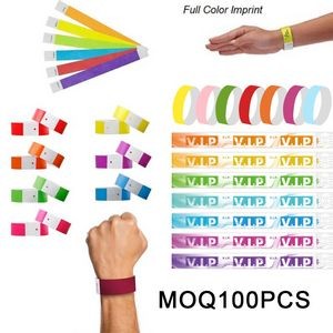 Disposable Water Resistant Full Color Imprint Paper Wristband Variety Neon Wrist Band MOQ 100PCS