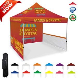 Full Dye Sublimated 10ftx10ft Pop Up Canopy Tent with Single sided back wall and side wall