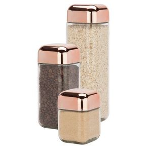 Honey-Can-Do 3 Piece Square Glass Storage Jar Set w/Copper Lids