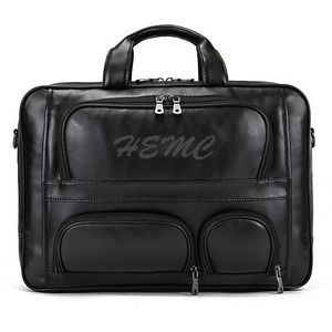 Large Capacity Genuine Leather Business Handbag Vintage Computer Laptop Bag