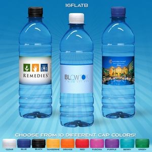 16.9 oz. Custom Label Water w/Flat Cap - Blue Tinted Bottle