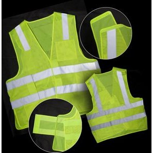 3C Products ANSI 107-2020 Class 2 Neon Green Poly Mesh Safety Vest Breakaway