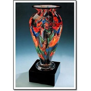 Autumn Splash Athena Art Glass Vase w/o Marble Base (6"x12")
