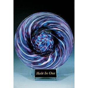 Hole in One Art Glass Rondelle w/ Stand (9"x9")