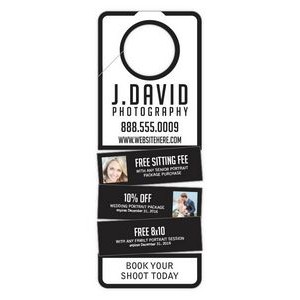 Plastic Door Hanger - 3x8 Laminated with 4 Tear-Off Coupons - 14 pt.
