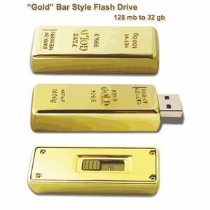Gold Bar Flash Drive - 8 GB Memory