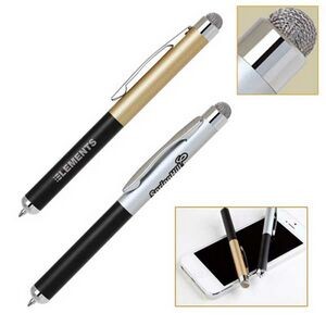 Aluminum Ballpoint Pen with Fiber Cloth Soft-Touch Stylus