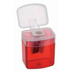 Pencil Sharpener-Translucent Red w/Clear Top.
