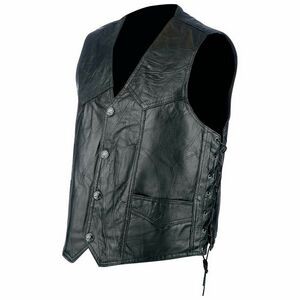 Men's Rock Design Genuine Hog Leather Biker Vest
