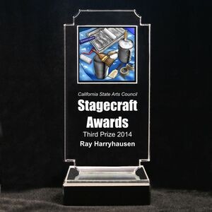 Acrylic and Marble Engraved Award - 6-3/4" Full-Color "Behind the Scenes" Panel