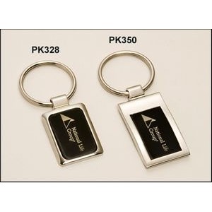 Chrome plated key ring with black aluminum engraving plate