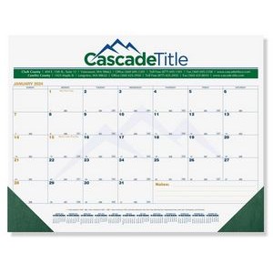 Blue & Gold Calendar Desk Pad w/Two Color Imprint & 13 Sheets (21