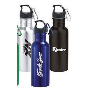 22 Oz. Wide Mouth Stainless Steel Water Bottle with Carabiner