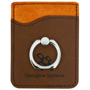 Dark Brown Leatherette Phone Wallet w/Ring