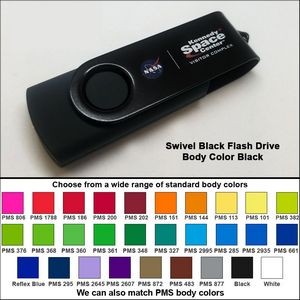 Swivel Black Flash Drive - 64 GB Memory - Body Black