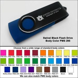 Swivel Black Flash Drive - 64 GB Memory - Body PMS 295