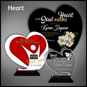 10" Heart Clear Acrylic Award in a Black Wood Base