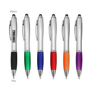 Silver Click Pen With Stylus