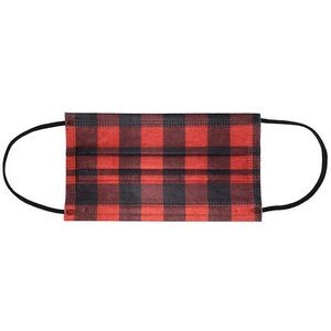 Buffalo Plaid 3-Ply Disposable Face Mask - Red