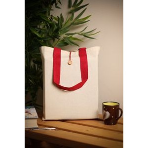 Button-Up Tote with Colored Handles