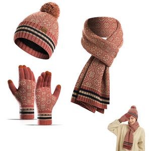 Outdoor Knit Hat Scarf And Gloves Set