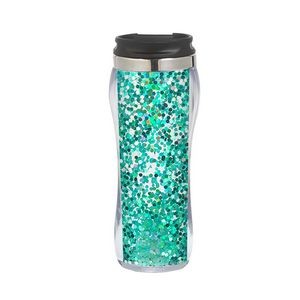 12 oz. Double walled plastic tumbler with confetti insert