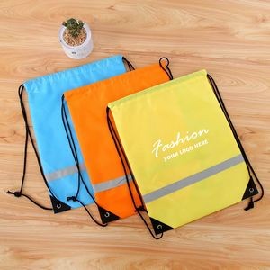 Drawstring Backpack with Reflective Strip