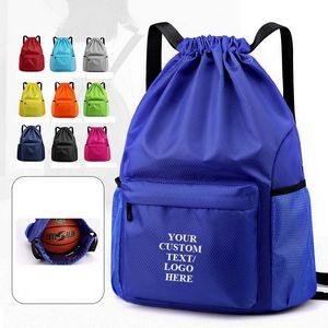 Nylon Drawstring Backpack with Front Pocket