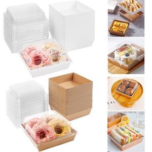 Paper Bakery Cake Box with Transparent Lid