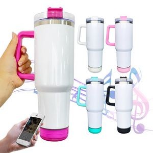 40 Oz. Double Wall Tumbler with Wireless Speaker and Handle