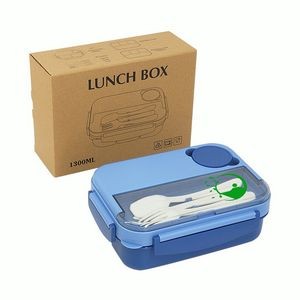 45 Oz Food-Grade PP Bento Box W/Mobile Phone Holder and Cutlery