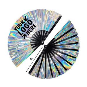 13" Holographic Laser Colors Hand Fan
