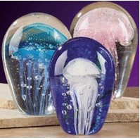 5" Colored Glass Jellyfish Paperweight