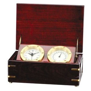 Rosewood Desk Thermometer & Clock