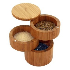 3 Tiered Bamboo Salt Box