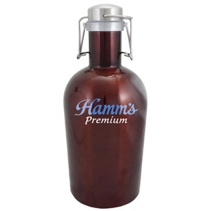 64 Oz. Stainless/Brown Growler Bottle