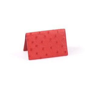 Ostrich Leather Business Card Case - Strawberry Wine