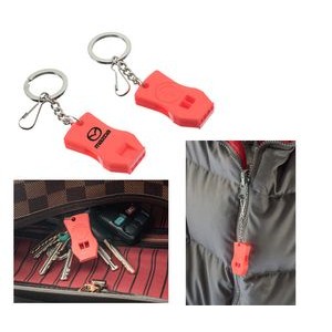 2 Pc Plastic Raptor Whistle with Key Chain and Zipper Ring