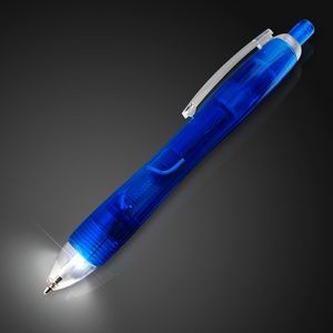White LED Light Tip Blue Pen - BLANK