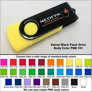 Swivel Black Flash Drive - 64 GB Memory - Body PMS 101
