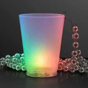 1.5 Oz. Multicolor LED Shot Glass w/ Bead Necklace - BLANK