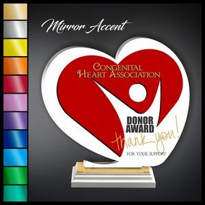 10" Heart White Acrylic Award with Mirror Accent
