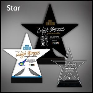 10" Star Clear Acrylic Award in a Black Wood Base